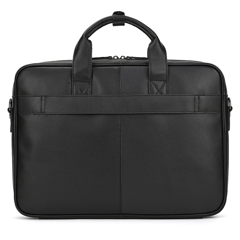 Genuine Leather Carry-On Office Bag with Trolley Strap