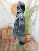 Oversized Hooded Patchwork Jean Jacket Western Aztec