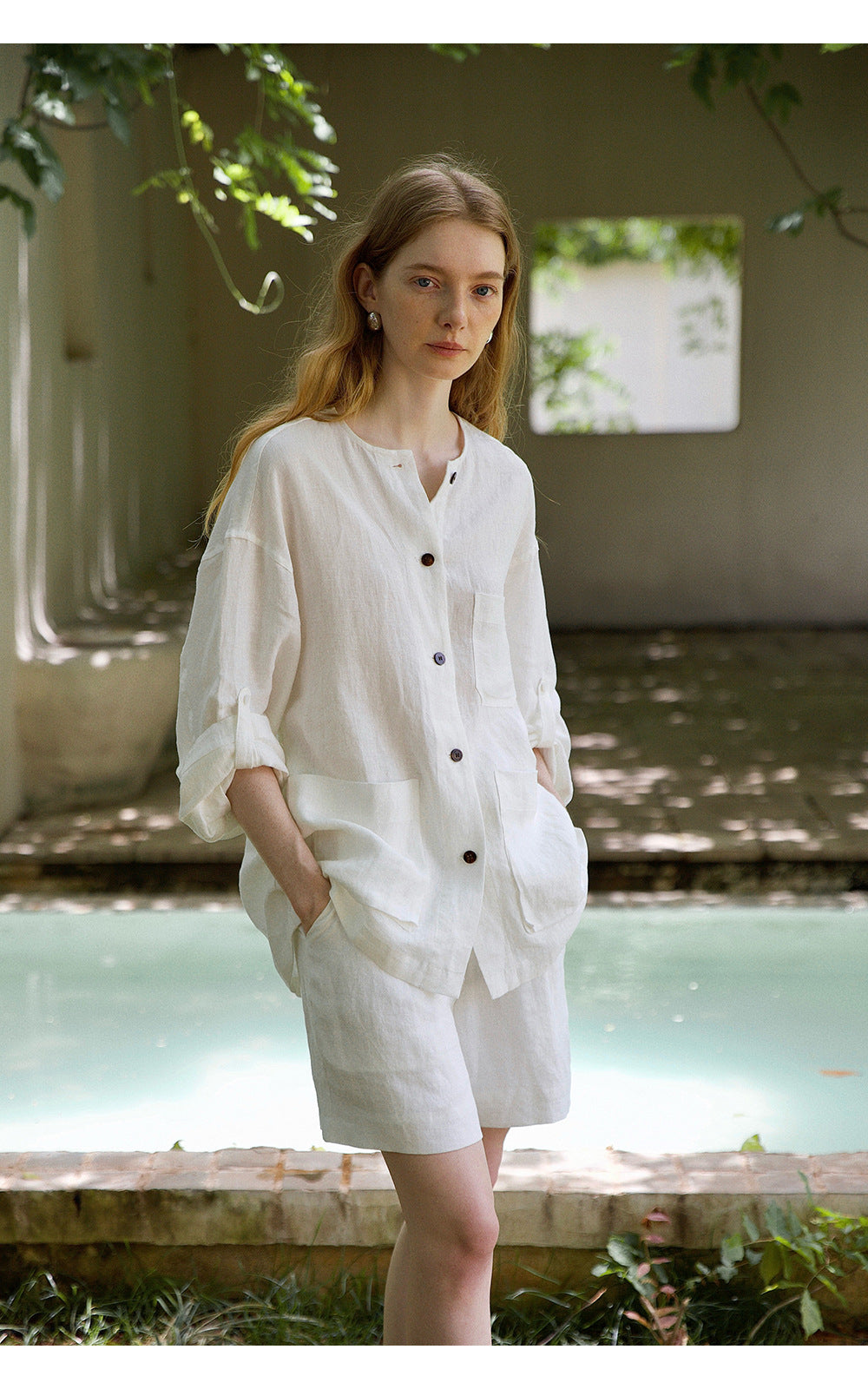 women summer beach linen shorts