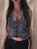 Women’s Denim Corset Vest Top with Deep Neckline
