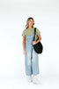Distressed Denim Overall Dress Wide Leg Jumpsuit