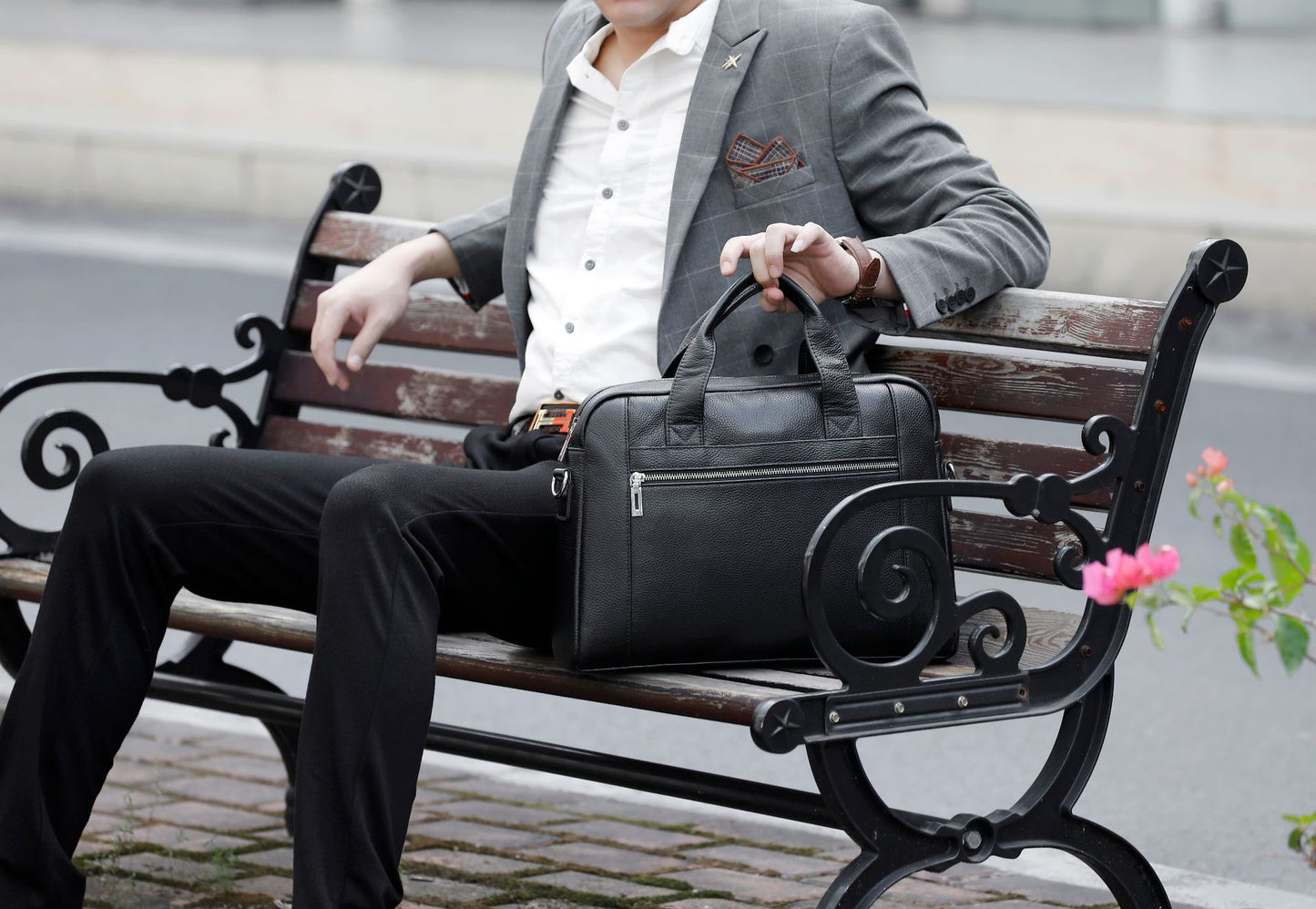 Genuine Leather Men's Office Laptop Bag