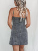 Mini Black Denim Dress for Women Sleeveless Slim Fit Jean Dress