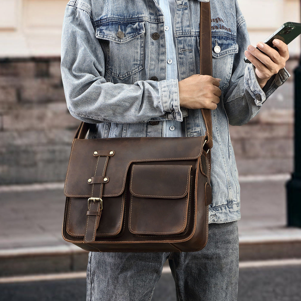 Real Leather Laptop Messenger Bag