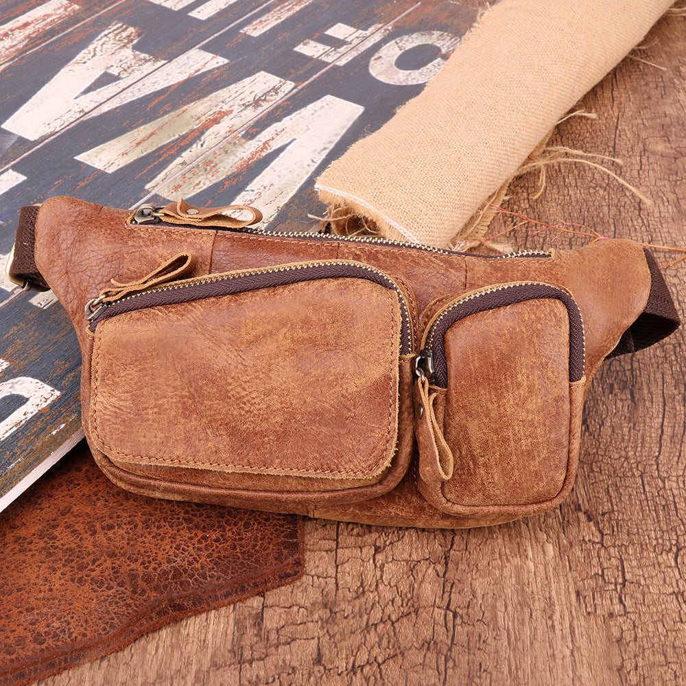 Genuine Leather Men's Chest Crossbody Bag