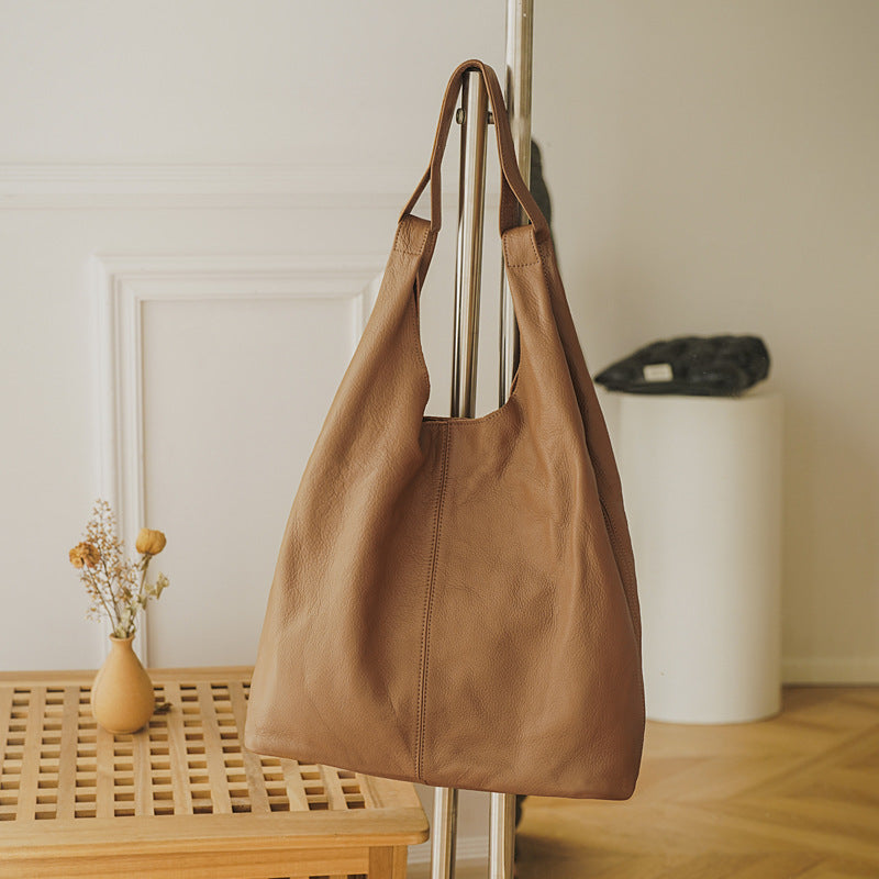 Genuine Leather Office Tote Handbag with Large Capacity