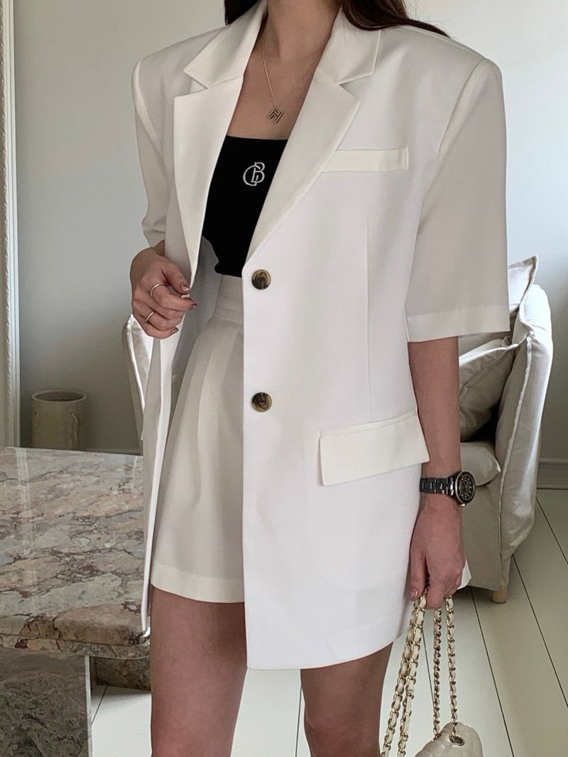two piece outfits for women shorts and blazer