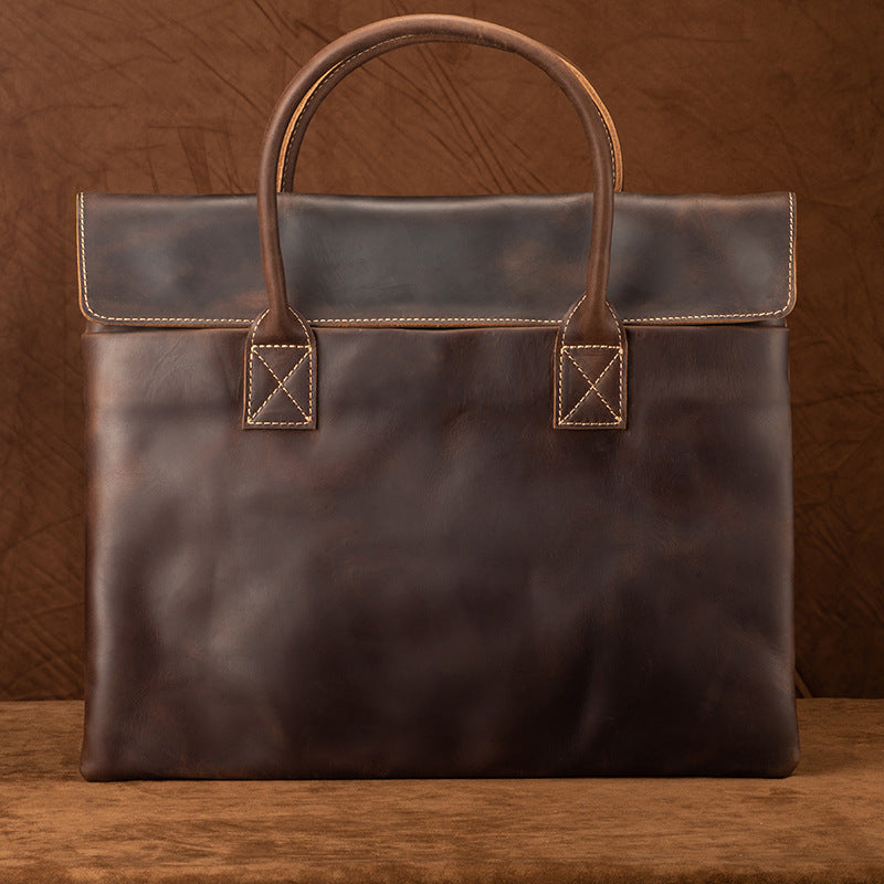Genuine Leather Slim Briefcase Bag for Men