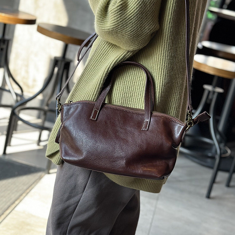Genuine leather Dumpling messenger bag