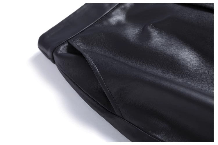 High Waisted Black Women Leather Pants Harem Style