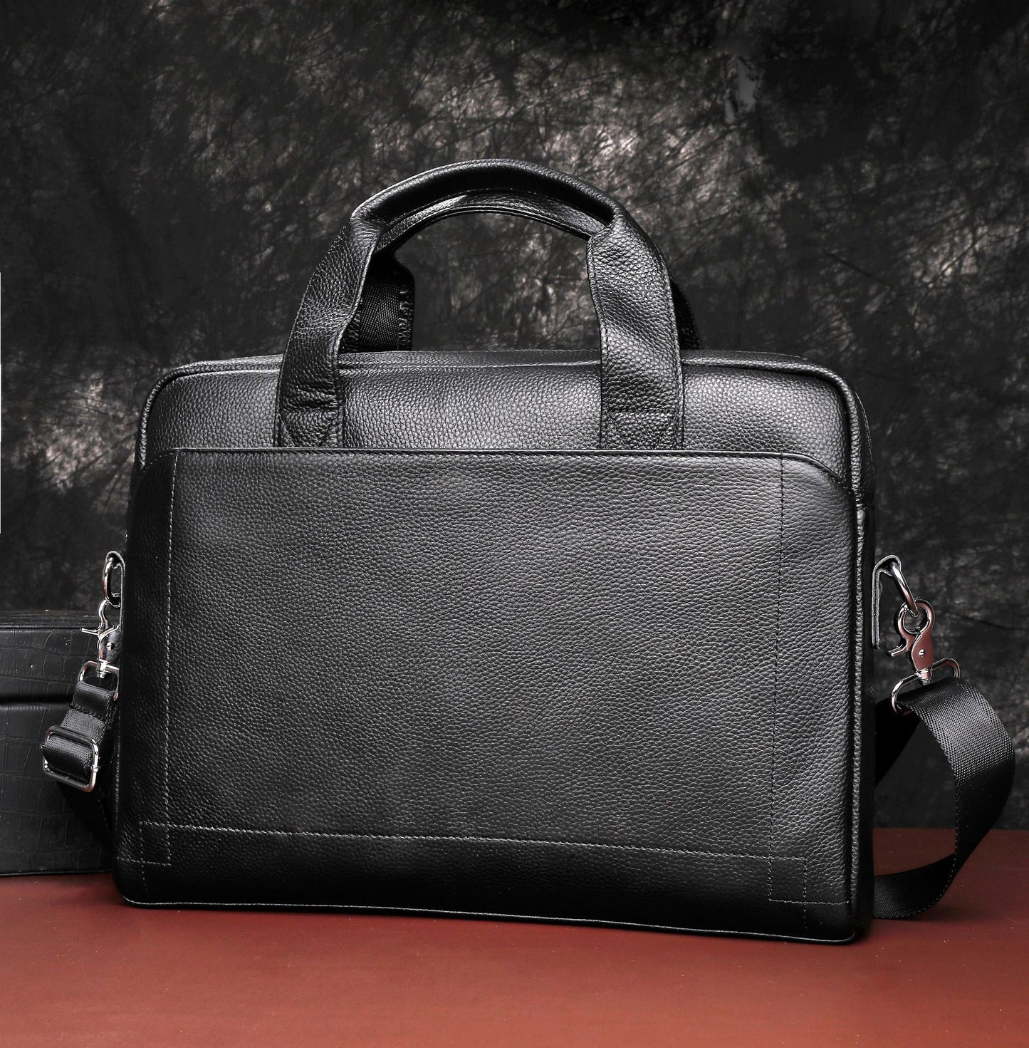 Men's Full Grain Leather Office Bag Briefcase for 13.5" Laptop