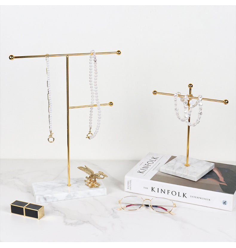 Nordic Gold Marble Jewelry Stand Necklace & Bracelet