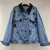 Women’s Contrast Collar Beaded Denim Jacket