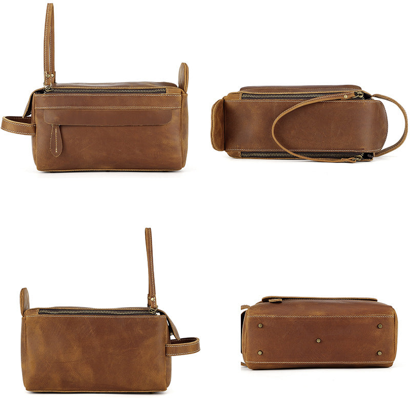 mens toiletry bag real leather