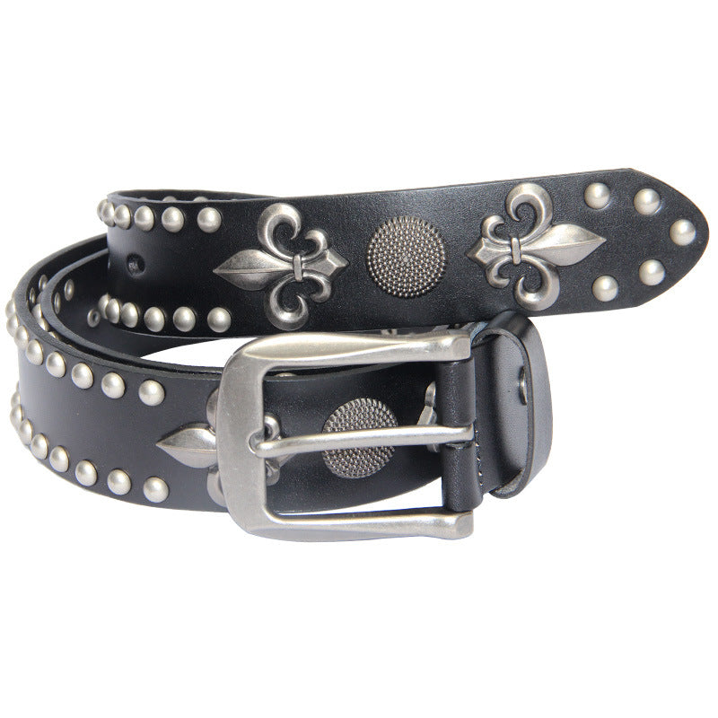 Studded Punk Leather Belt With Rivets