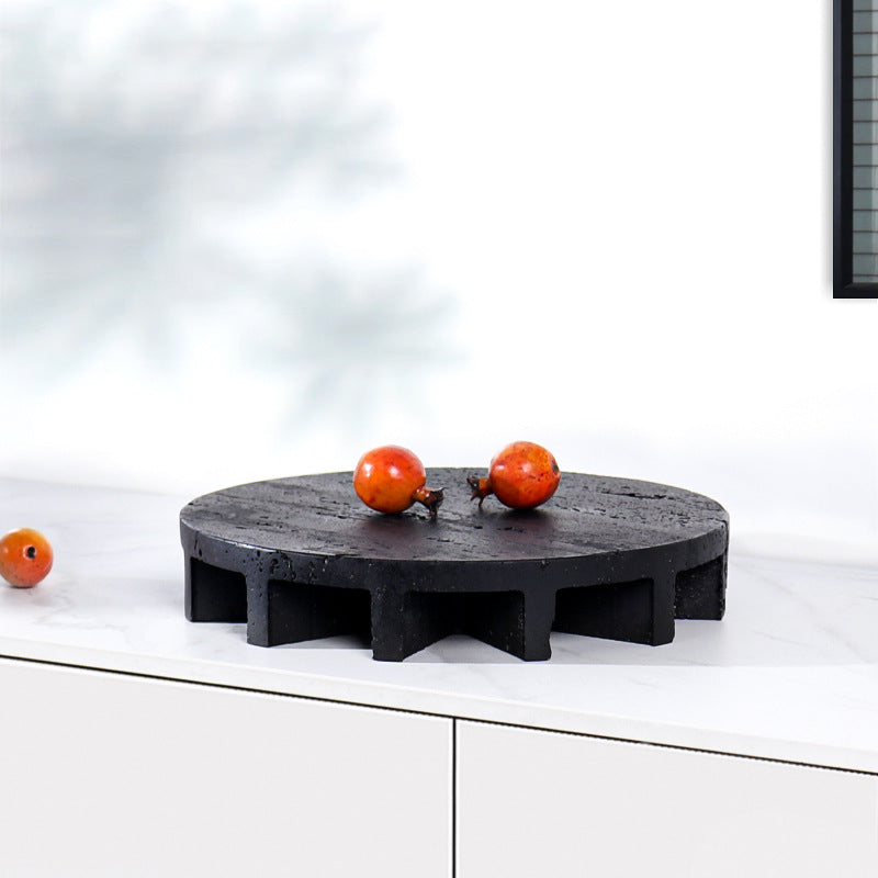 Round Marble Fruit Plate Tray Natural Stone Serving Platter