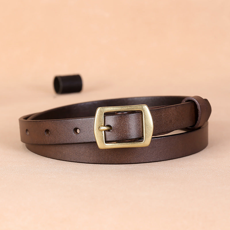 Genuine Leather Slim Belt for Women