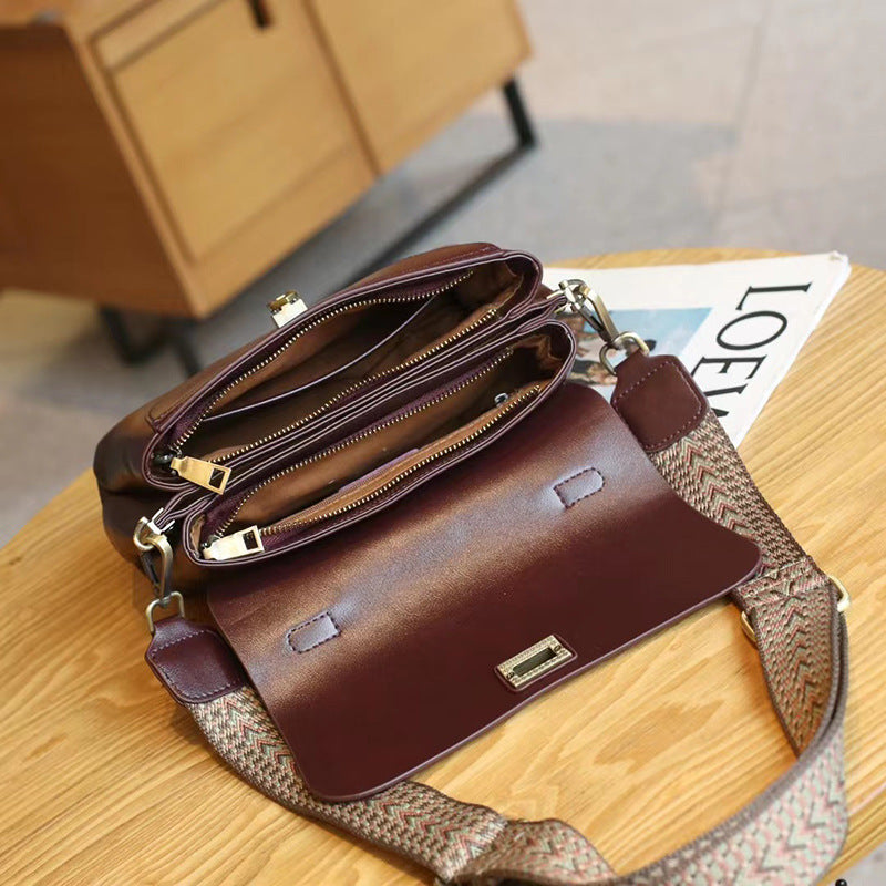 Genuine Leather Small Flap Shoulder Bag Crossbody