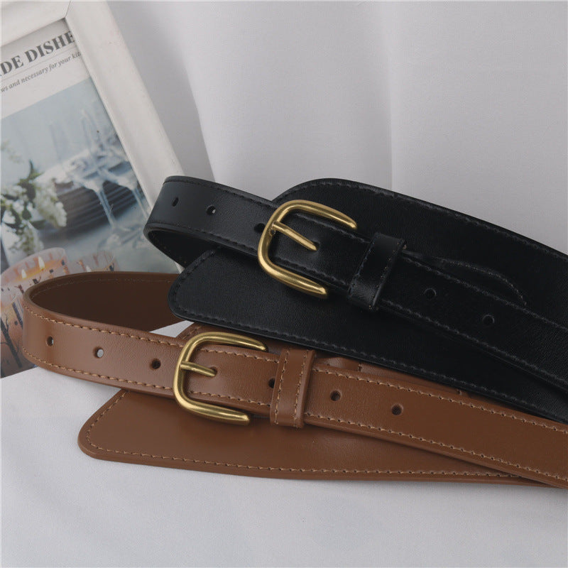 genuine leather slim waist belt for women