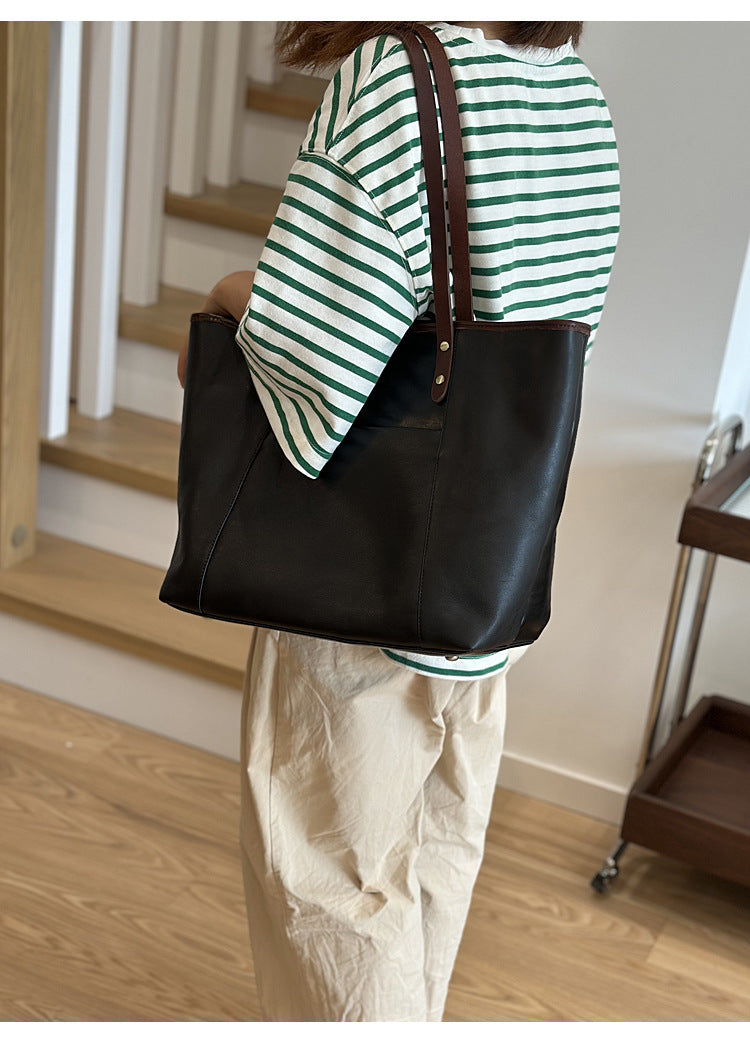 Full Grain Leather Tote Bag Office Shoulder