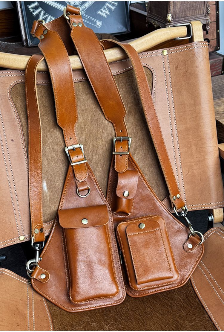 Men's Leather Shoulder Holster Bag Dual Chest Utility Design