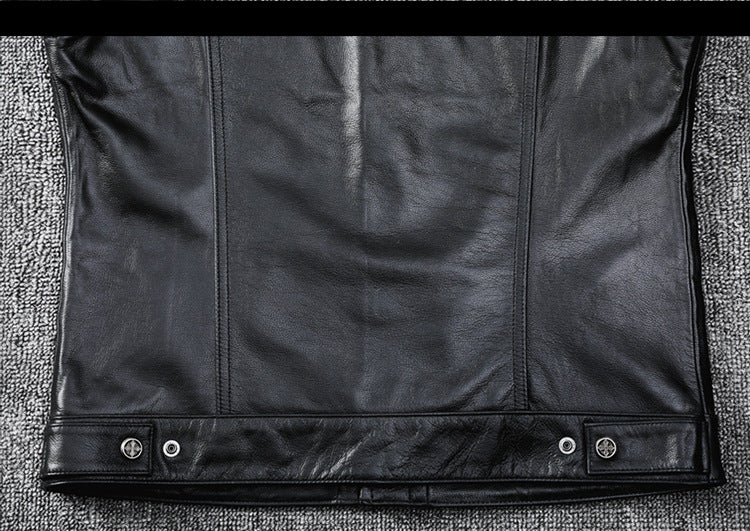 Biker Leather Vest Men Slim Fit Motorcycle Vest