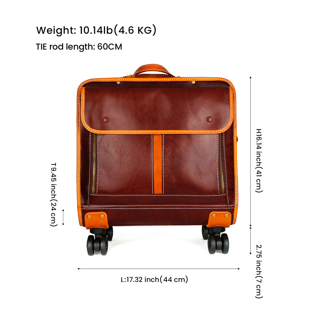 20 Inch Genuine Leather Trolley Case Cabin Luggage