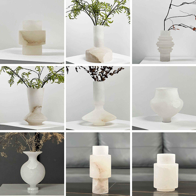 Spanish Real Marble Flower Vase Ornaments Decorative for Living Room & Hotel