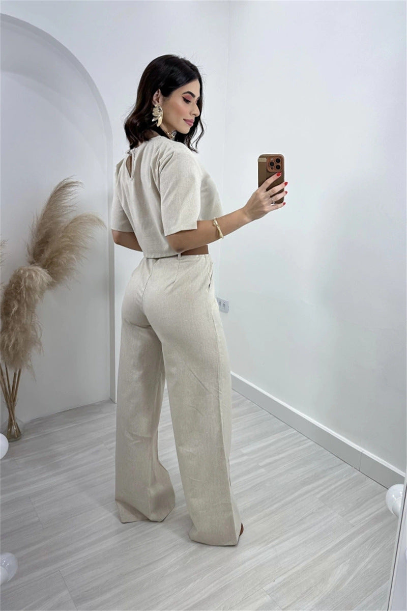Women's Long Wide Leg Pants And Top