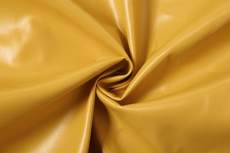 Yellow and Black Faux Leather Biker Jacket Women
