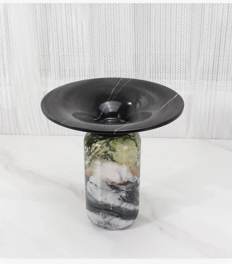 Natural Marble Round Flower Vase Modern Hotel & Home Table Decoration