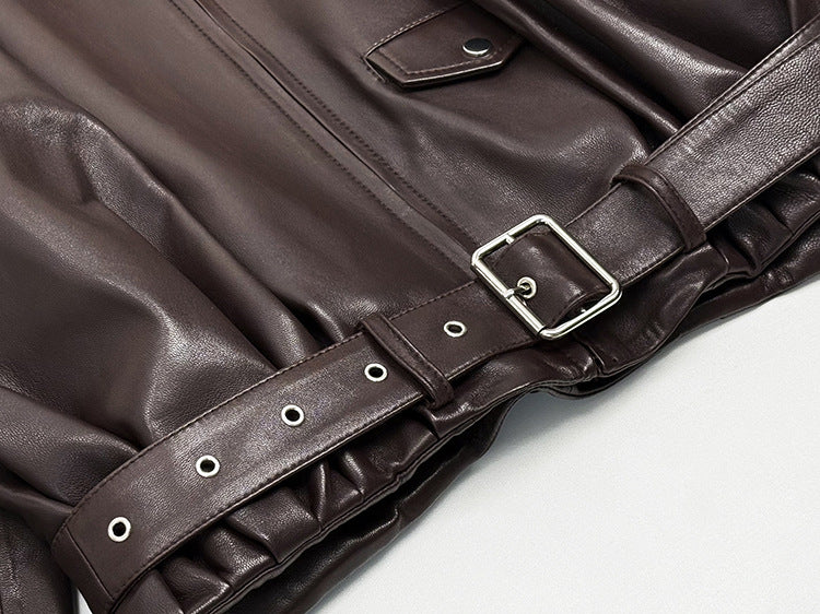 Women Oversized Leather Motorcycle Jacket