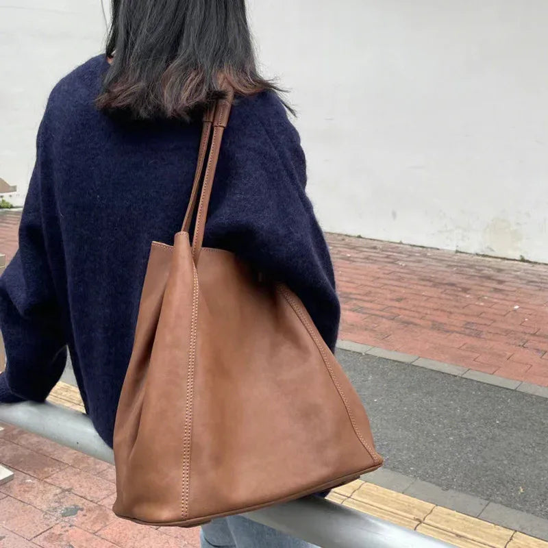 Women Retro Leather Bucket Purse