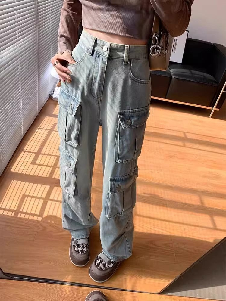 Women’s Loose Fit Cargo Denim Jeans