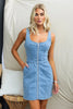 Sleeveless Blue Jean Mini Dress with Zipper Front