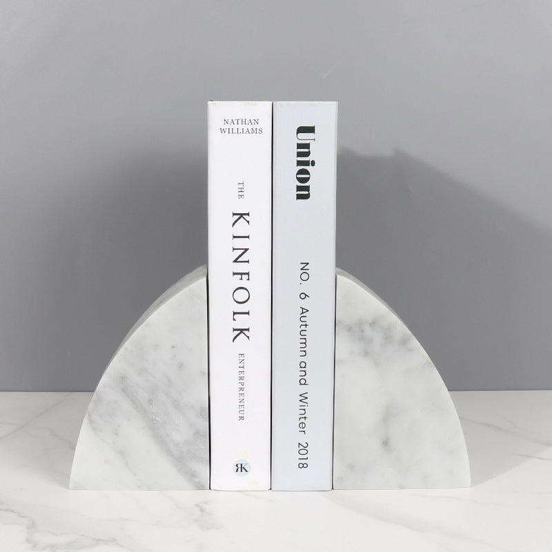 Modern Natural Marble Bookends for Home Office and Living Room