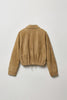 Tan Real Suede Leather Jacket for Women with Drawstring Hem