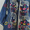 Retro Embroidered Denim Jacket for Women