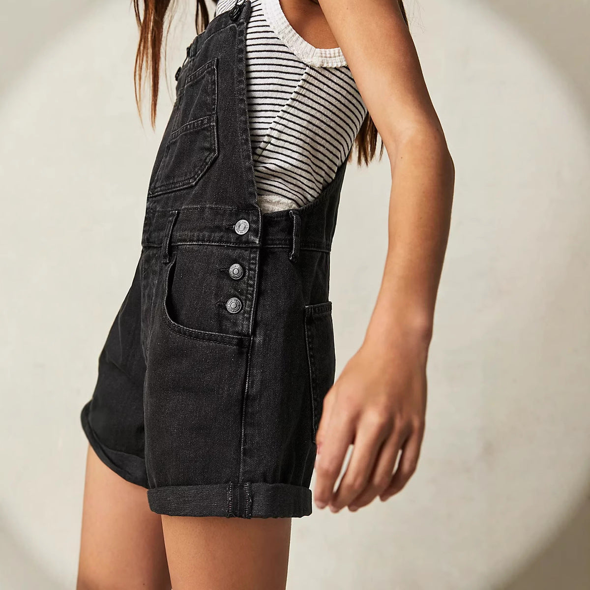Trendy Women's Denim Short Overalls