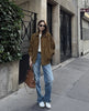 Brown Modern Biker Oversized Suede Jacket Women
