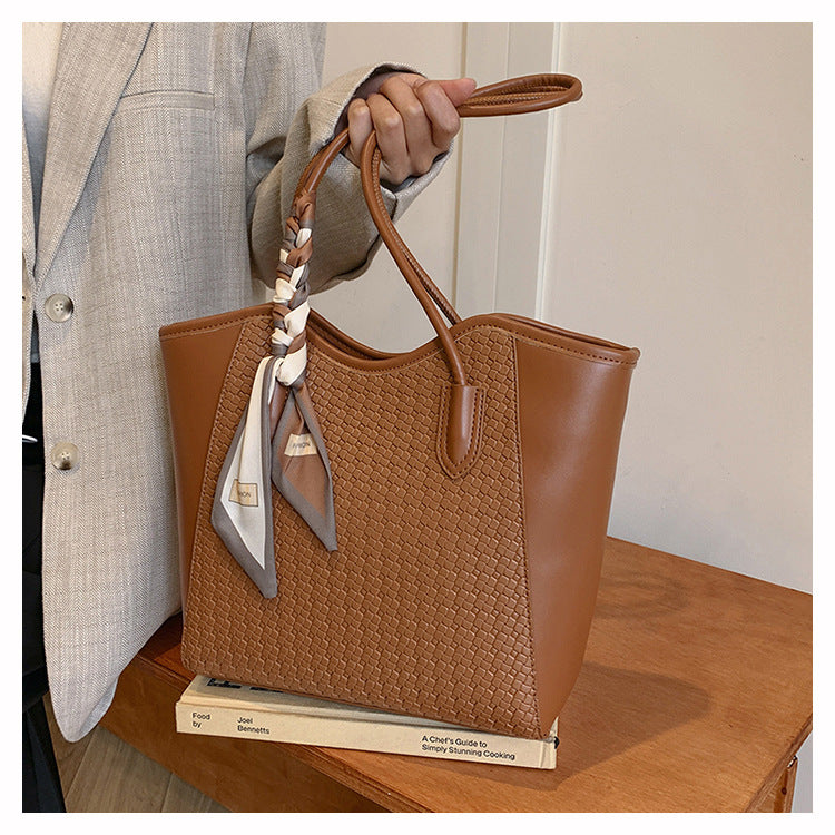 Women’s Texture Leather Shoulder Tote Bag Large Capacity