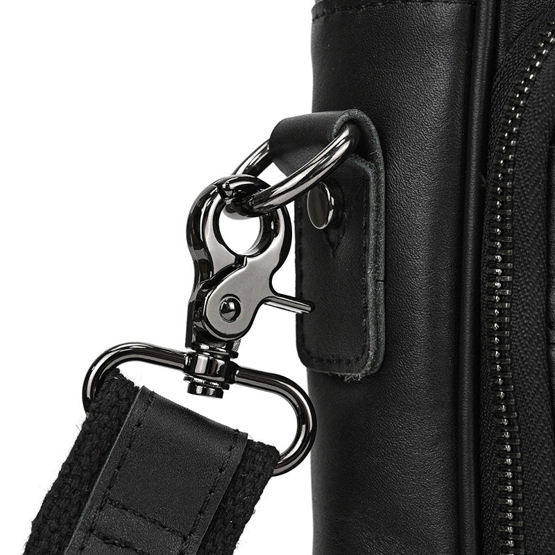 Genuine Leather Carry-On Office Bag with Trolley Strap