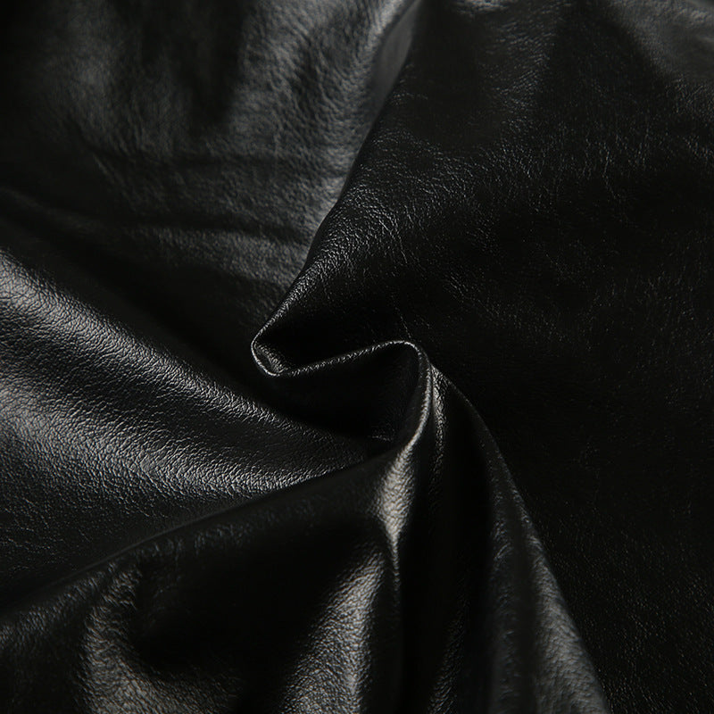 Cropped Faux Leather Jacket Women Moto Bomber Style