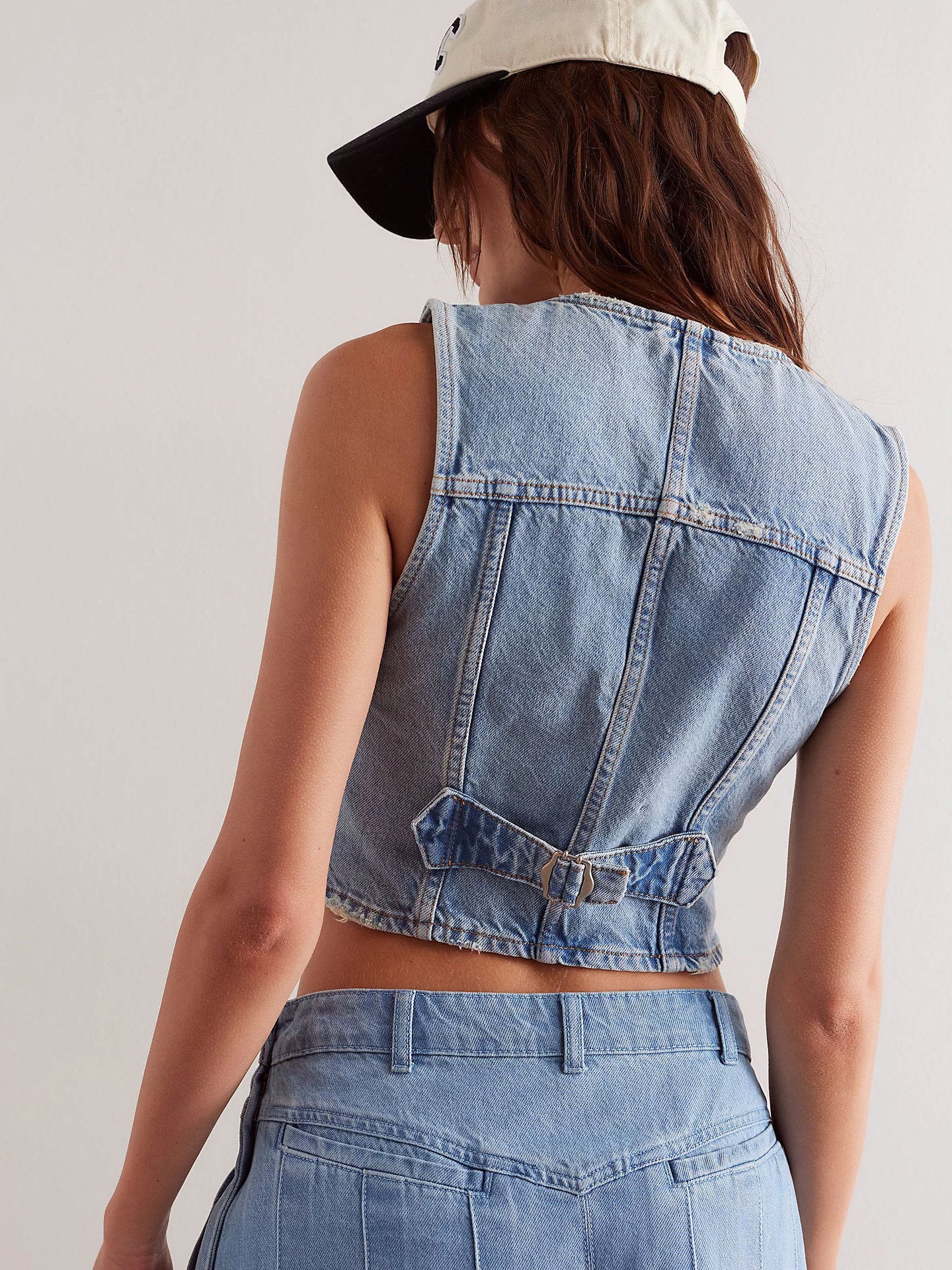 Front Four Button Women's Denim Vest
