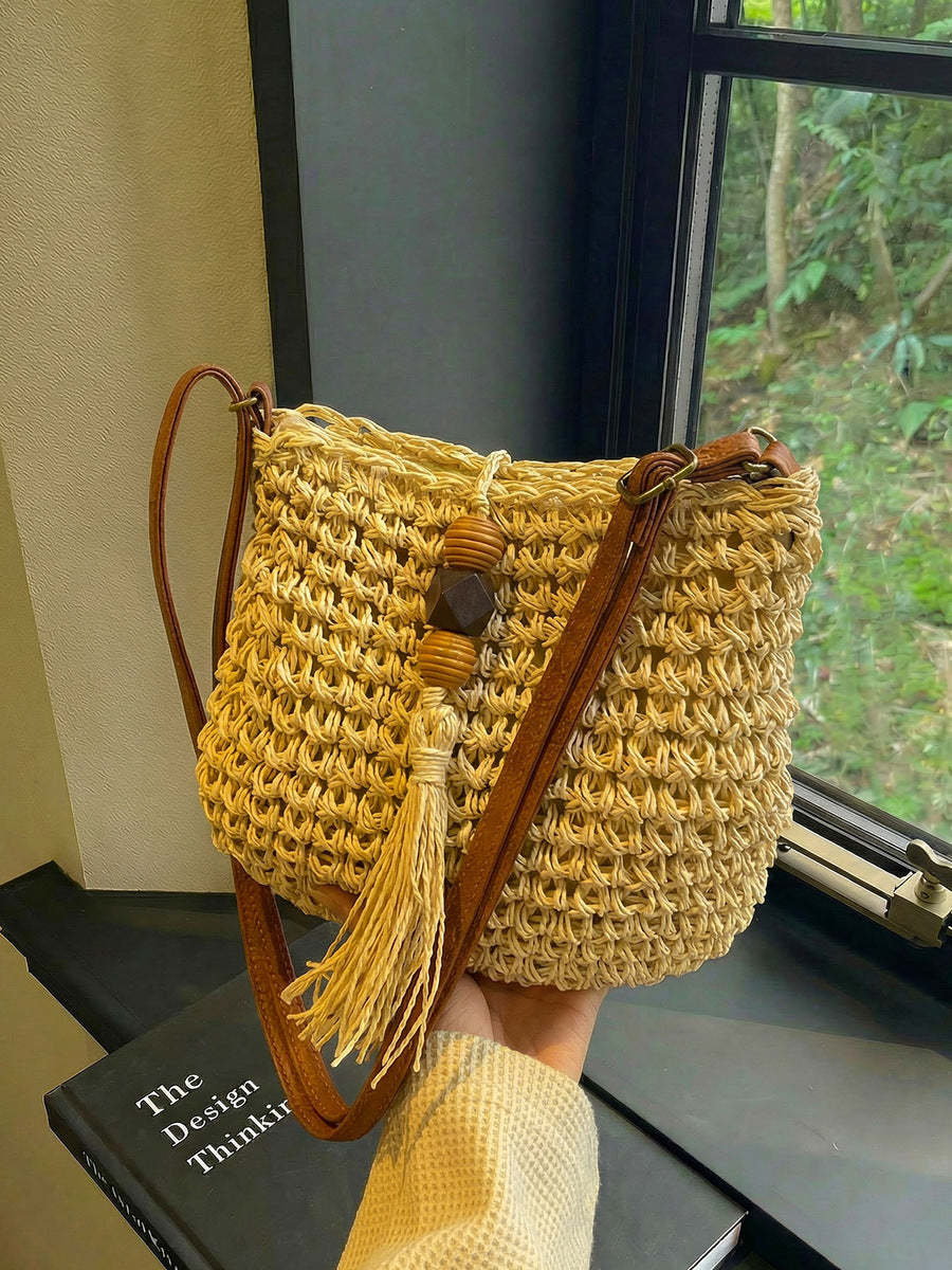 Straw bags for summer bucket bag