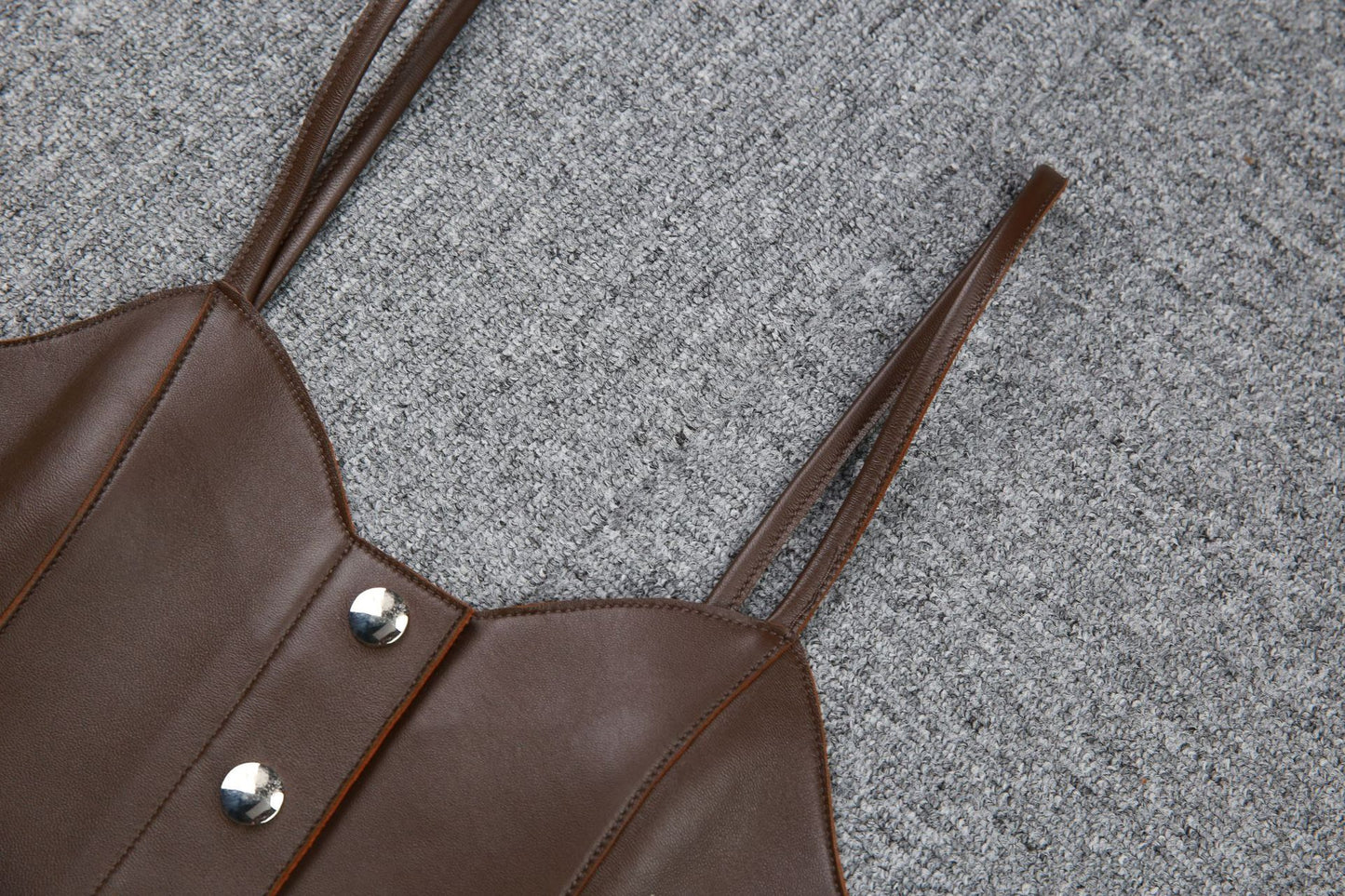 Leather Camisole Vest Cropped Corset Top with Snap Belt