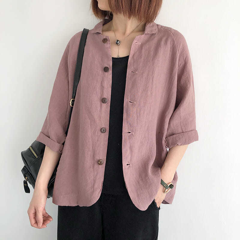 Women's Shirt with Rolled Cuffs and Half Sleeves
