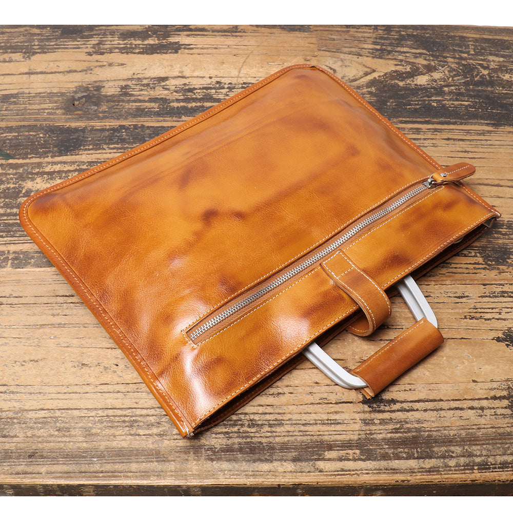 Men's Genuine Brown Leather Office Bag Briefcase