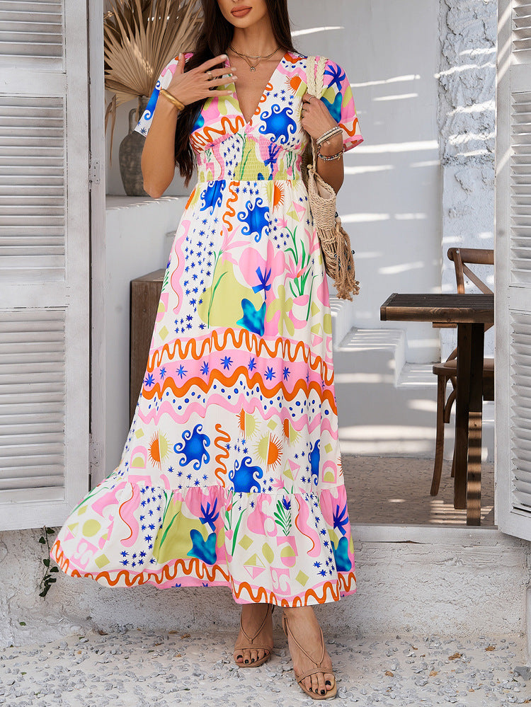 Colorful Floral Maxi Sun Dress for Women