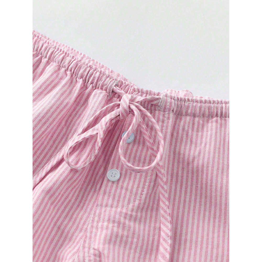 front buttons striped boxer shorts women